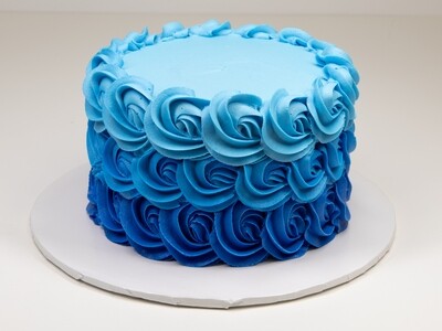 Blue Ombre Rosette Cake