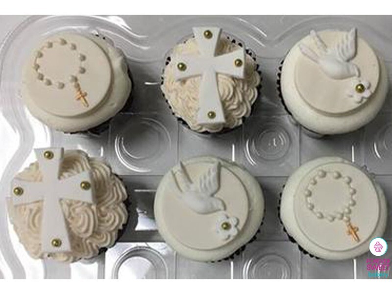 Cross, Rosary & Dove Cupcakes