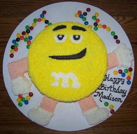 M&amp;M Shaped Single Layer Cake