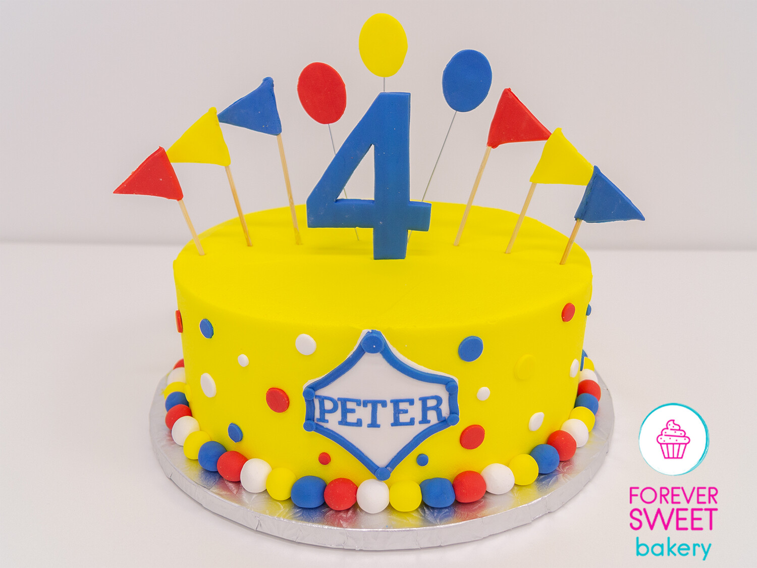 Single Tier Carnival Themed Name and Number Cake
