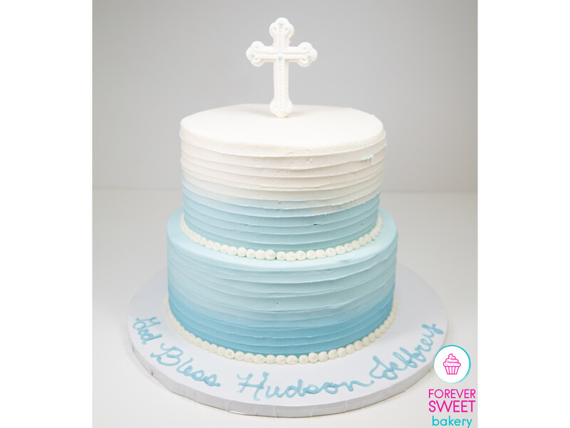 2 Tier Ombré Ridged Cross Cake