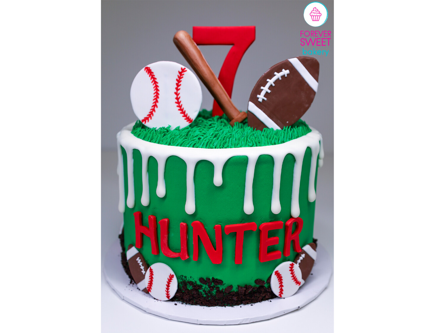 Baseball Football Drip Cake