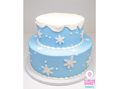 2 Tier Snowflake Drip Cake