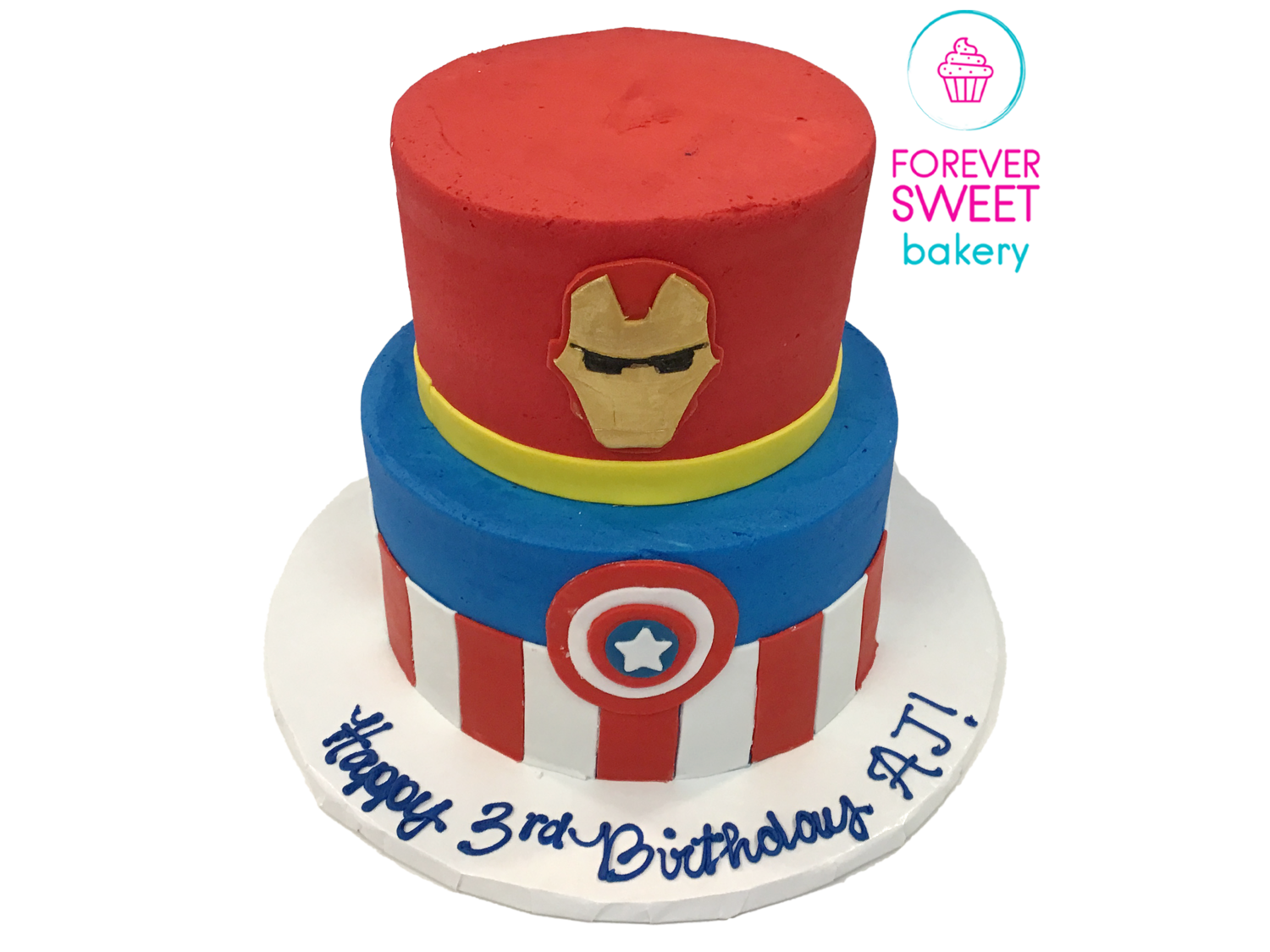 2 Tier Iron Man & Captain America Cake