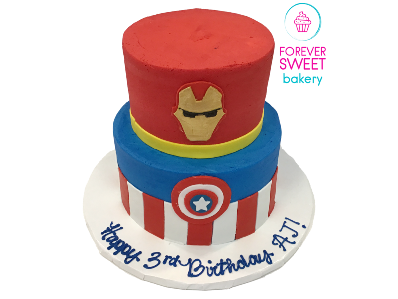 2 Tier Iron Man & Captain America Cake