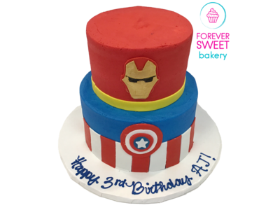 2 Tier Iron Man & Captain America Cake