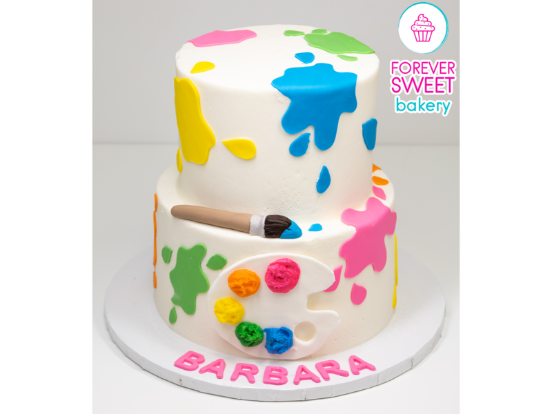 2 Tier Paint Splatter Cake