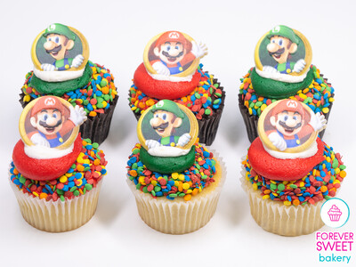Super Mario and Luigi Decorated Cupcakes