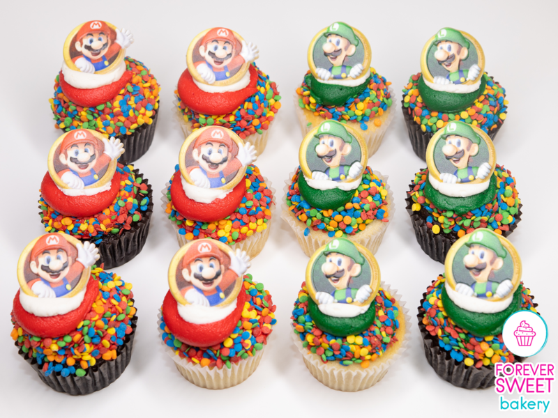 Super Mario and Luigi Decorated Cupcakes