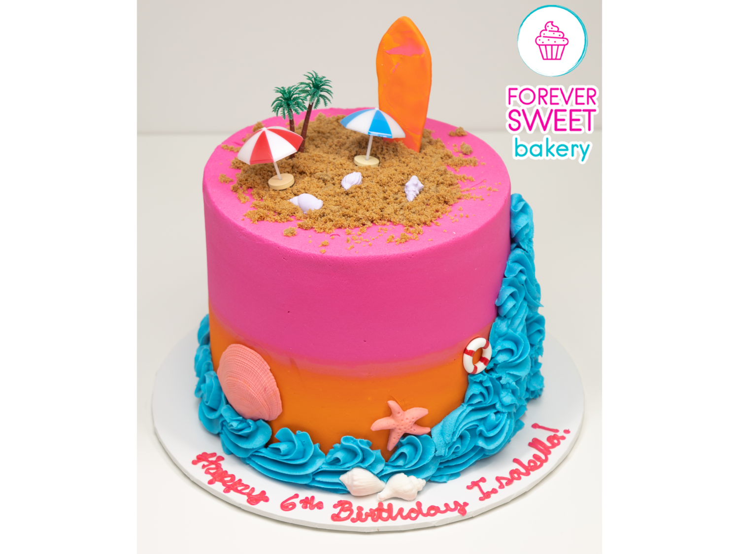 Summer Surf Beach Themed Three Layer Cake