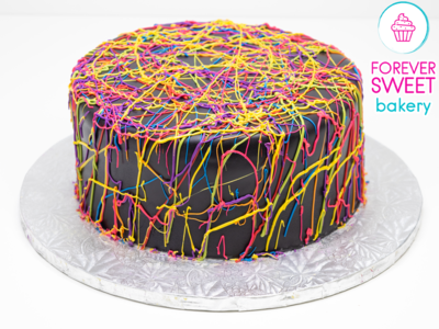 Bright Black Splatter Cake