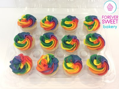 Rainbow Swirl Dozen Cupcakes