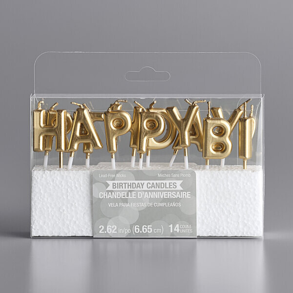 Happy Birthday! Gold Letter Candles