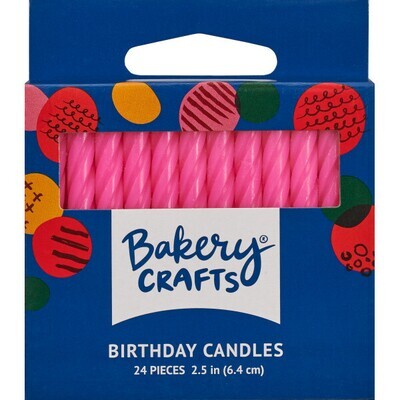 Pink Smooth & Spiral Candles - 24 Pack