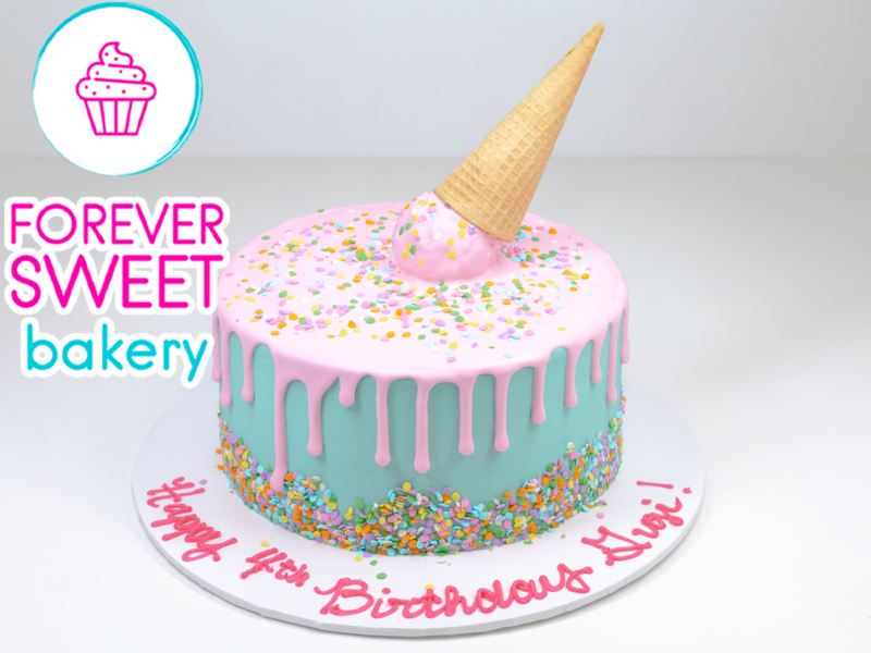 Melting Ice Cream Cone with Confetti Cake