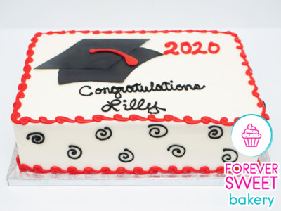 Graduation Cap Swirl Sheet Cake