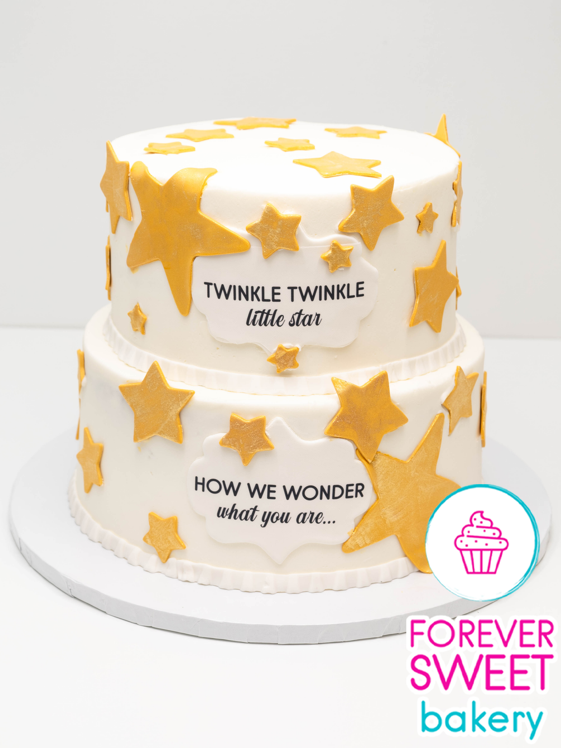 2 Tier Twinkle Twinkle Gold Star Cake