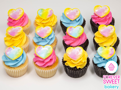 Rainbow Prism Heart Cupcakes