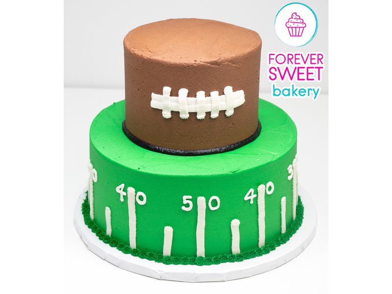 2 Tier Football & Yard Lines Cake
