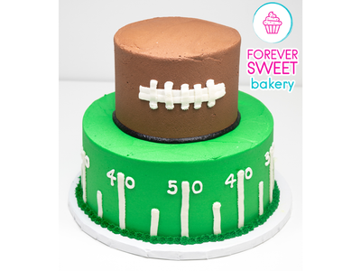 2 Tier Football & Yard Lines Cake