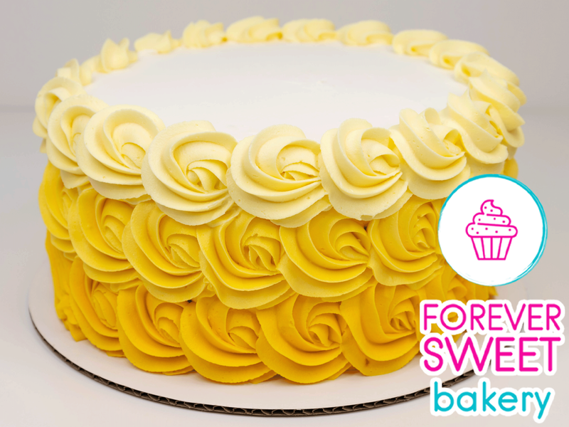 Yellow Ombre Rosette Cake