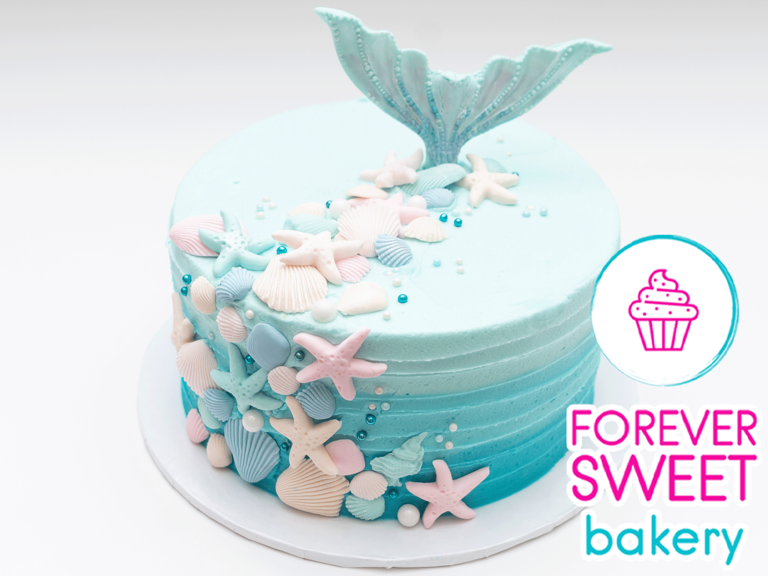 Sea of Shells Ombre Mermaid Tail Cake