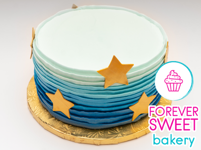 Ombre Ruffle Golden Star Cake