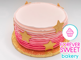 Ombre Ruffle Golden Star Cake, Ombre Shade: Pink (Dark Pink to Pale Pink)