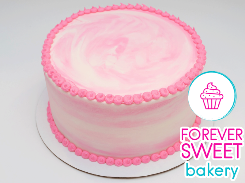 Pink on White Swirl Cake