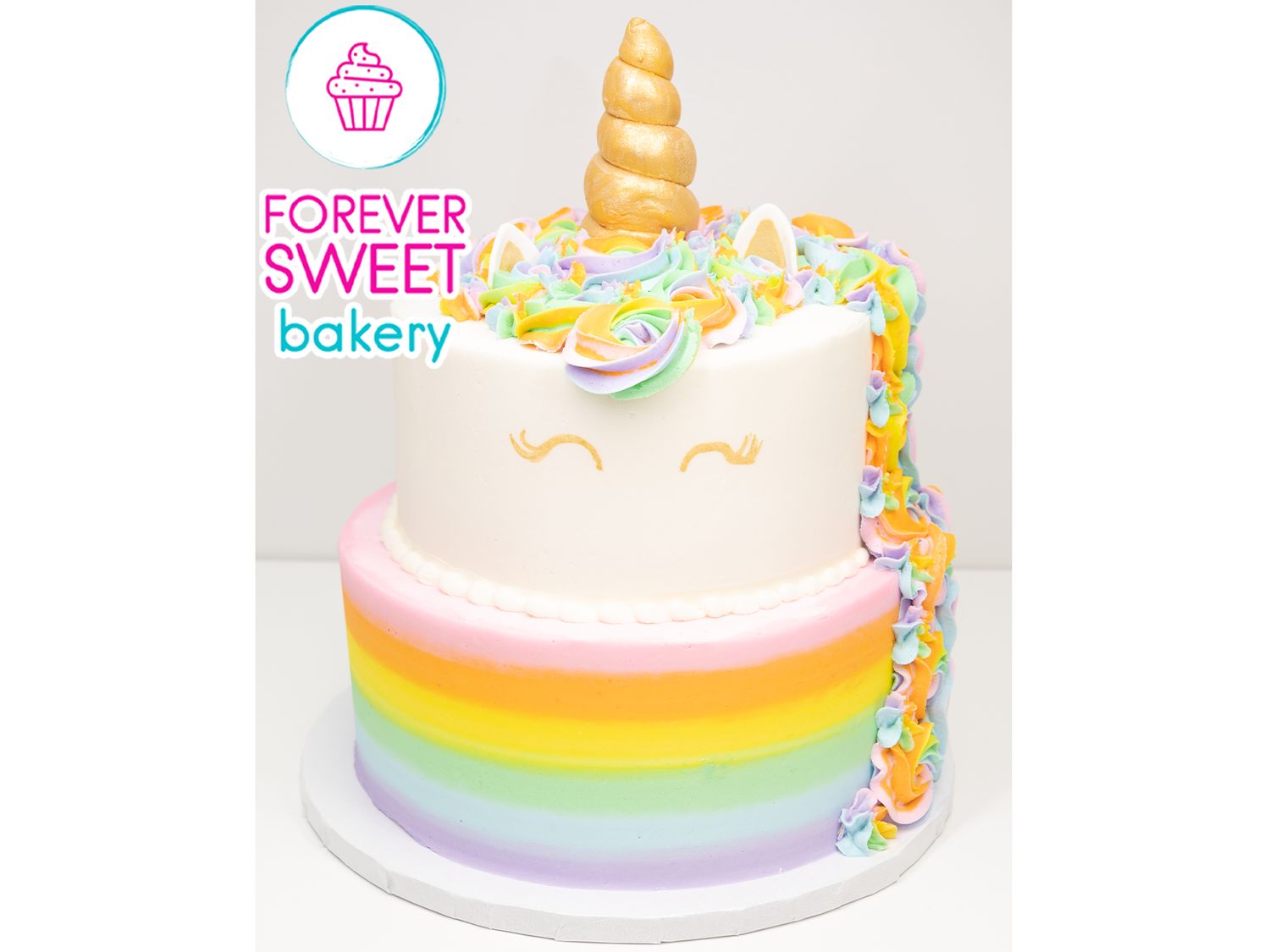 2 Tier Unicorn Pastel Rainbow Cake