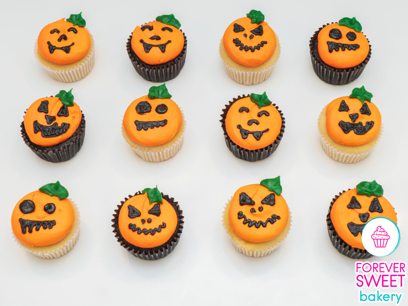 Pumpkin Face Decorated Cupcakes