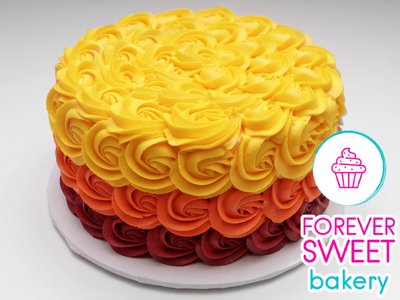 Autumn Ombre Rosettes Cake