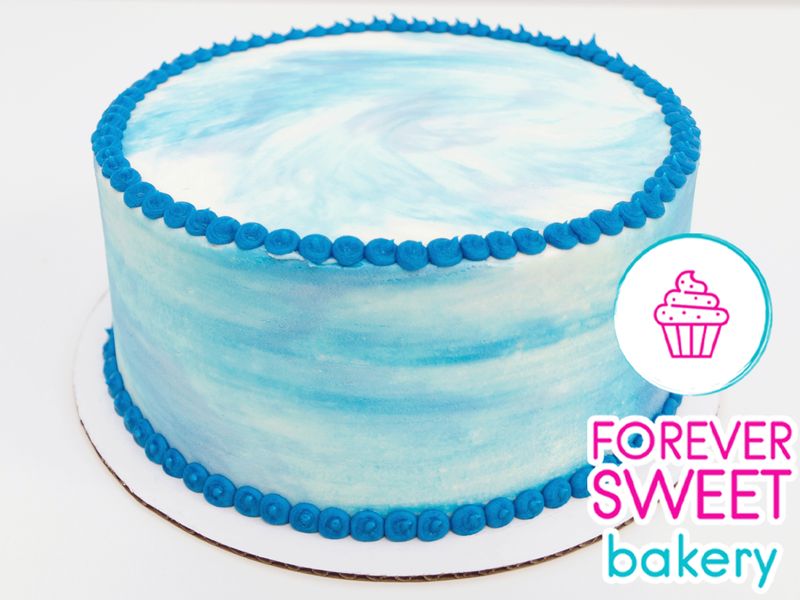 Blue on White Swirl Cake