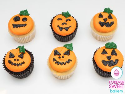 Pumpkin Face Decorated Cupcakes