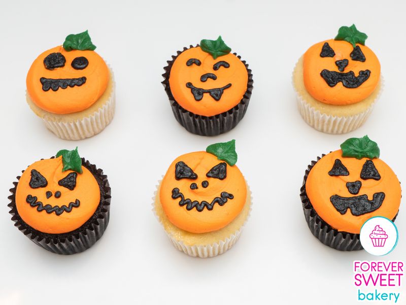 Pumpkin Face Decorated Cupcakes