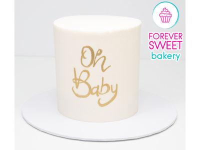 Oh Baby Gold Painted Double Barrel Cake