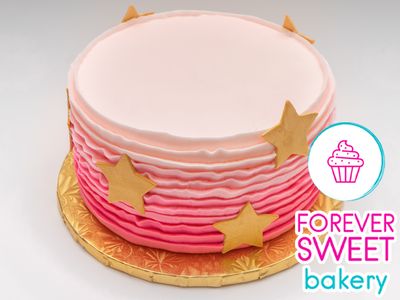 Ombre Ruffle Golden Star Cake