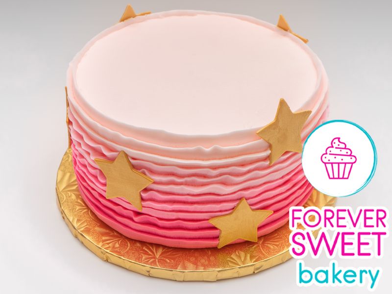 Ombre Ruffle Golden Star Cake