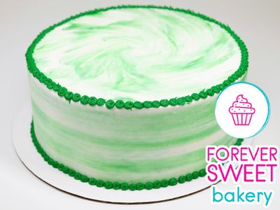 Green on White Swirl Cake