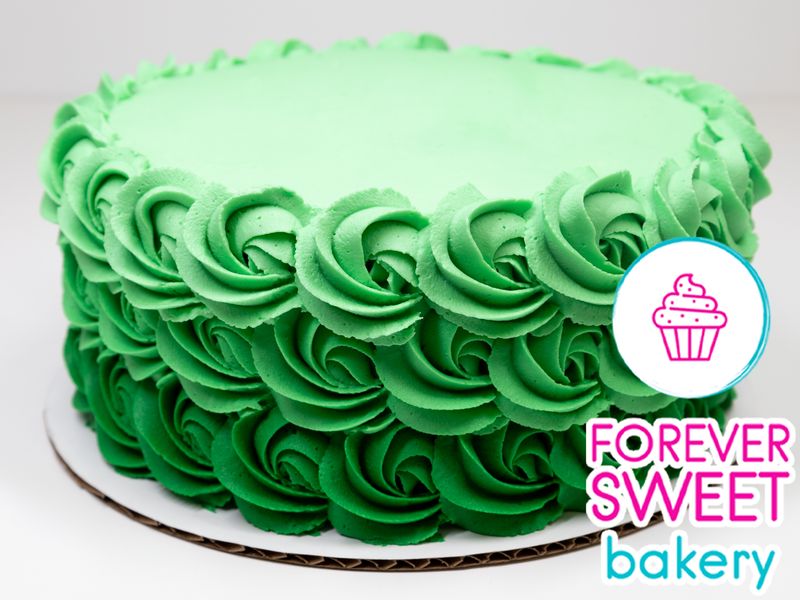 Green Ombre Rosette Cake