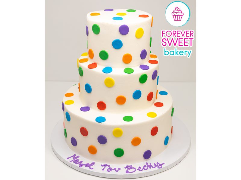 3 Tier Rainbow Dots Cake