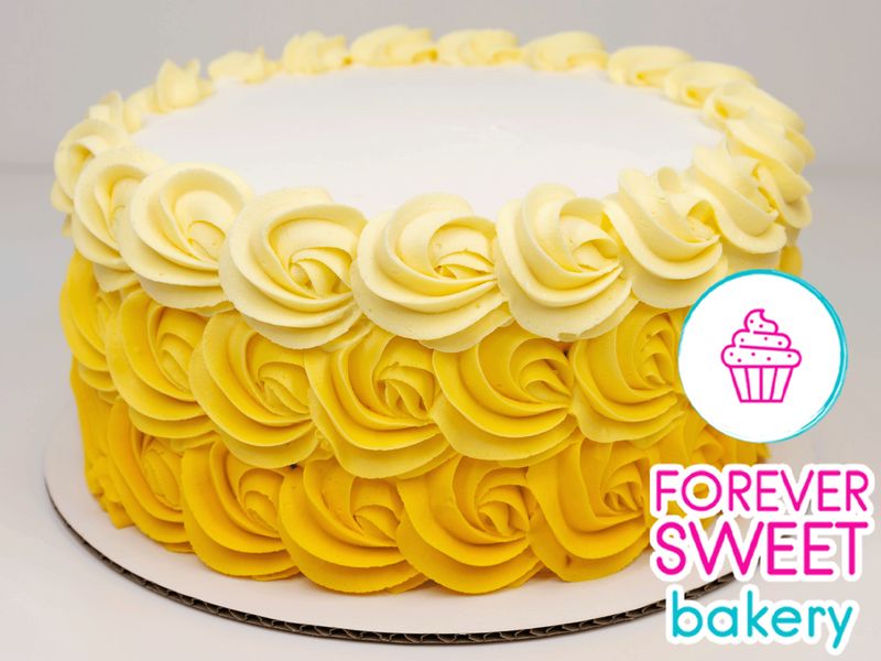Yellow Ombre Rosette Cake