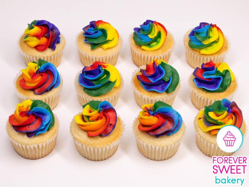 Rainbow Swirl Dozen Cupcakes