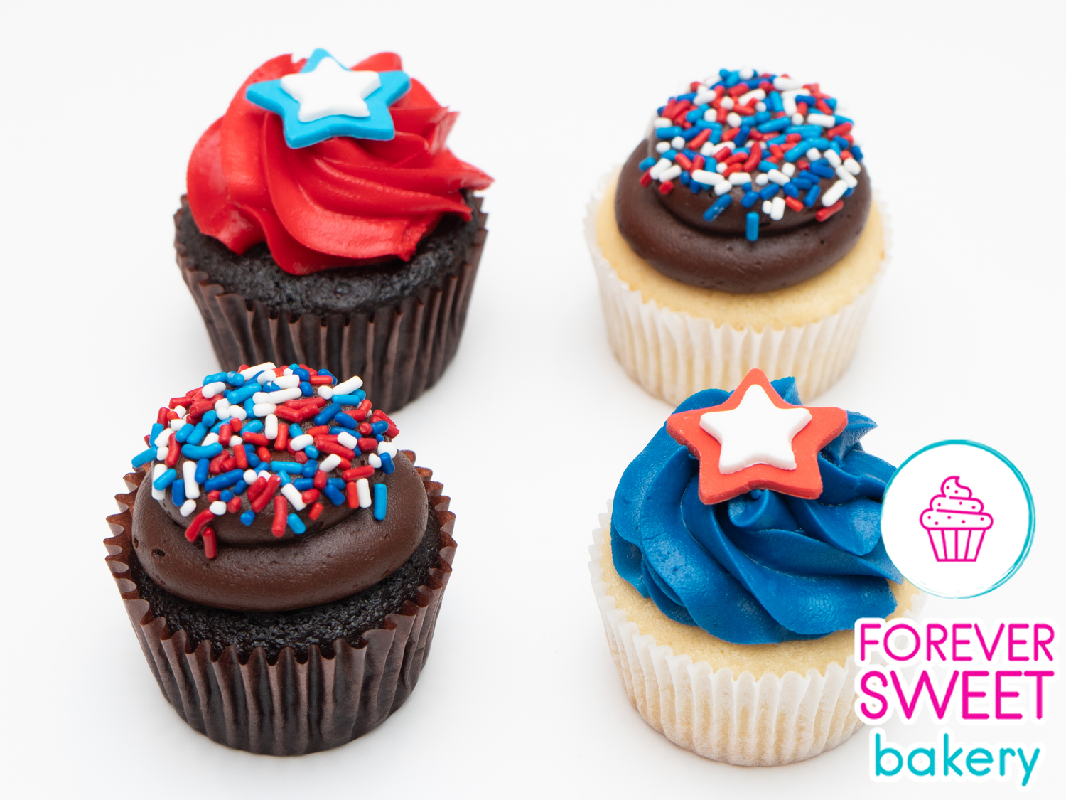 Fourth of July 4 Pack of Cupcakes Fourth of July 4 Pack of Cupcakes