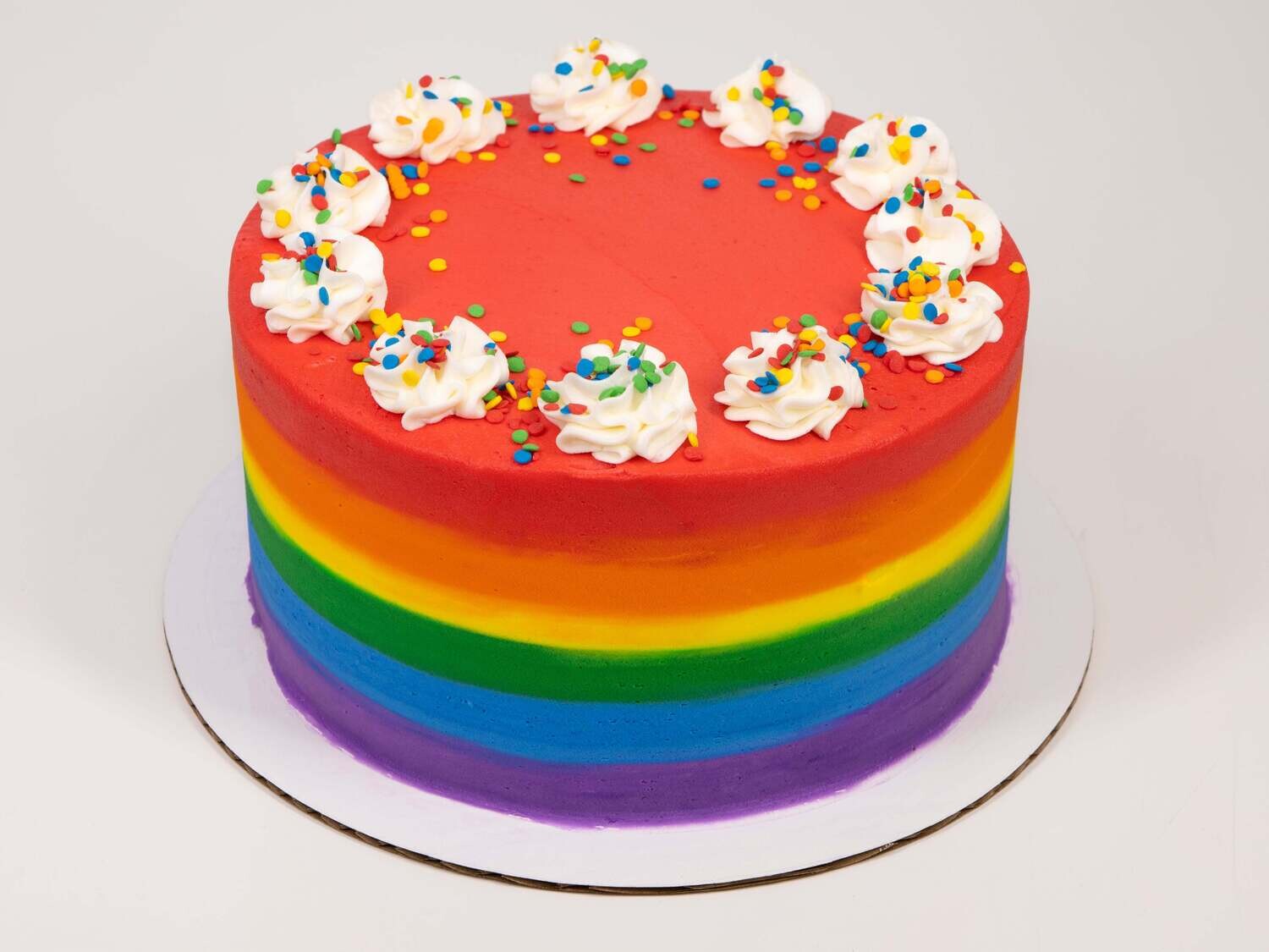 Primary Rainbow Striped Confetti Cake
