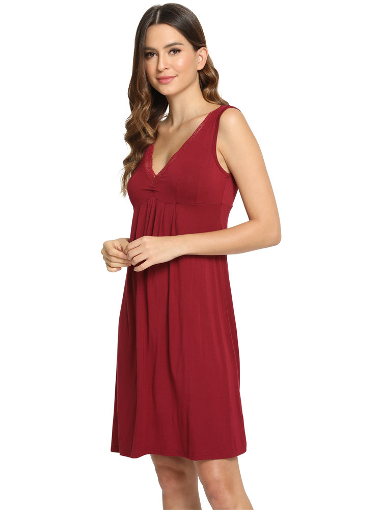 Red Sleeveless Cosy Nightshirt