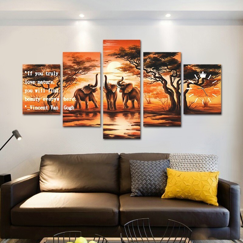 LUXURY 3 ELEPHANT CANVAS WALL FRAME