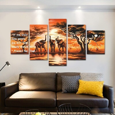 LUXURY 3 ELEPHANT CANVAS WALL FRAME