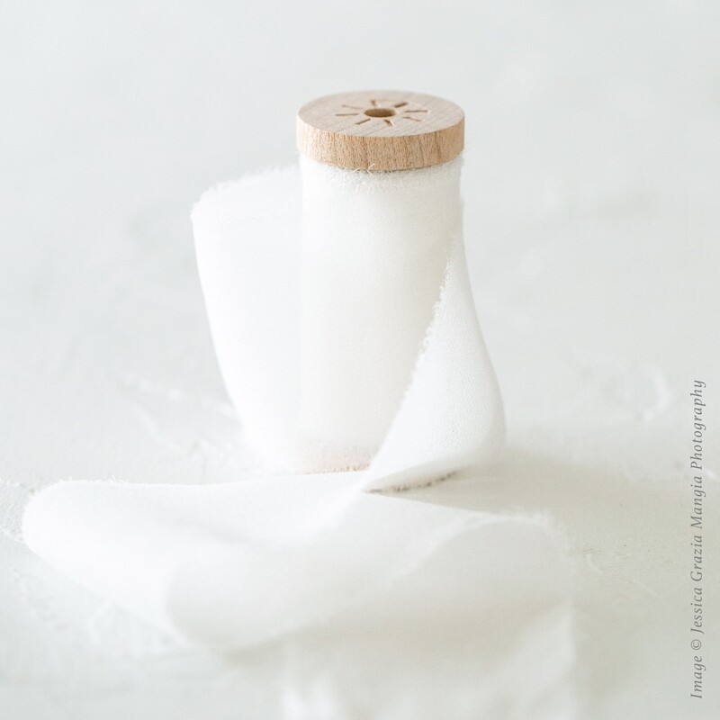 Pearl | Sheer Silk Ribbon | 100% Silk Chiffon