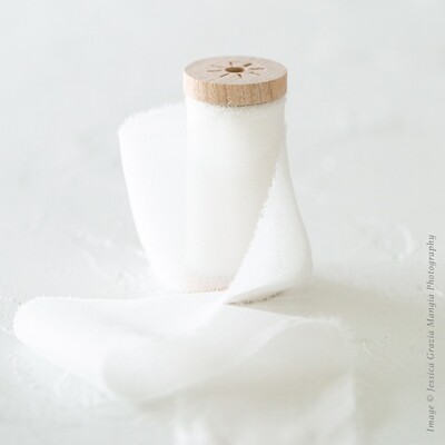 Pearl | Sheer Silk Ribbon | 100% Silk Chiffon